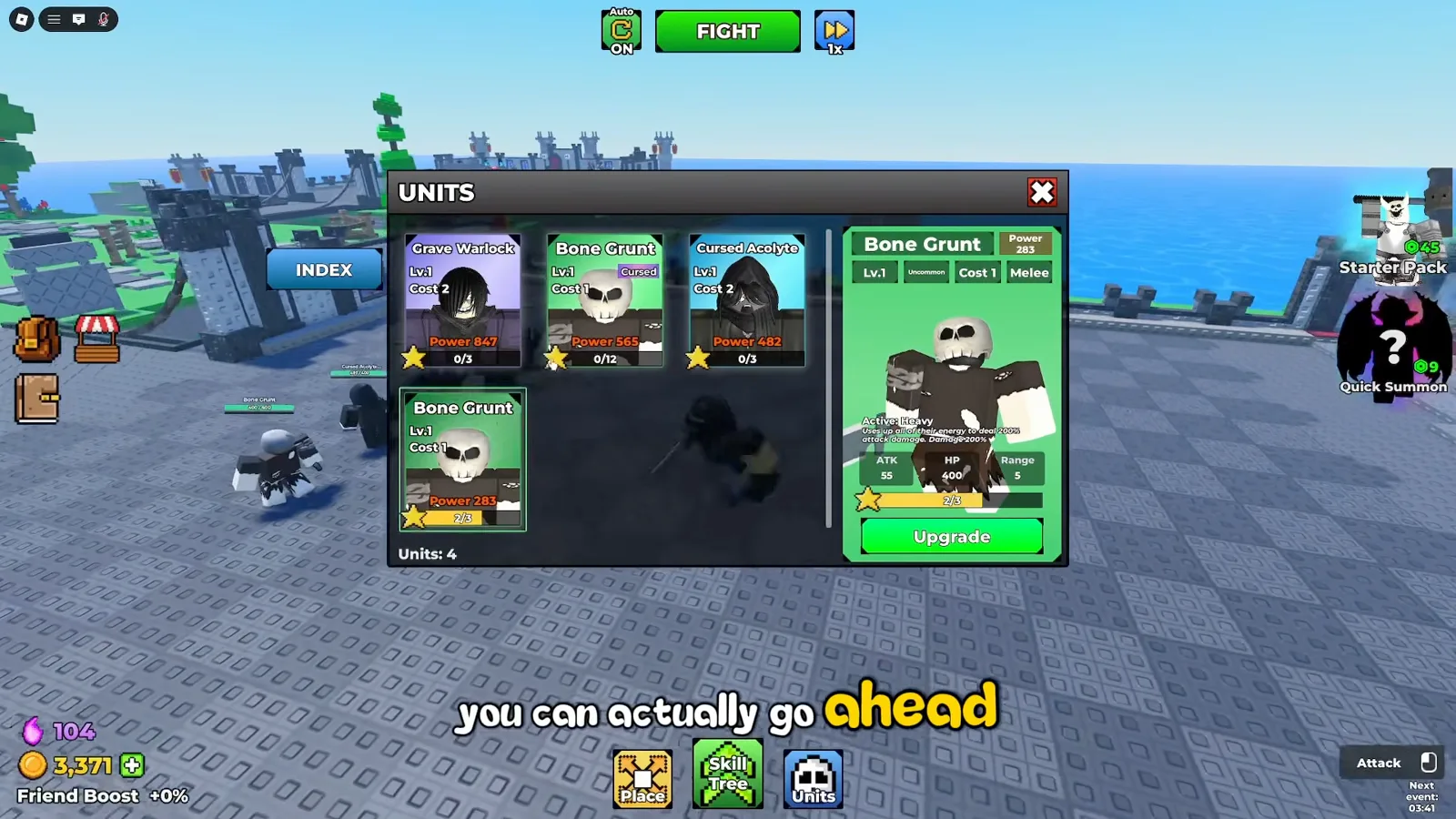 Be The Final Boss Summon Altar screen where souls are spent to roll minions while coin farming runs in parallel