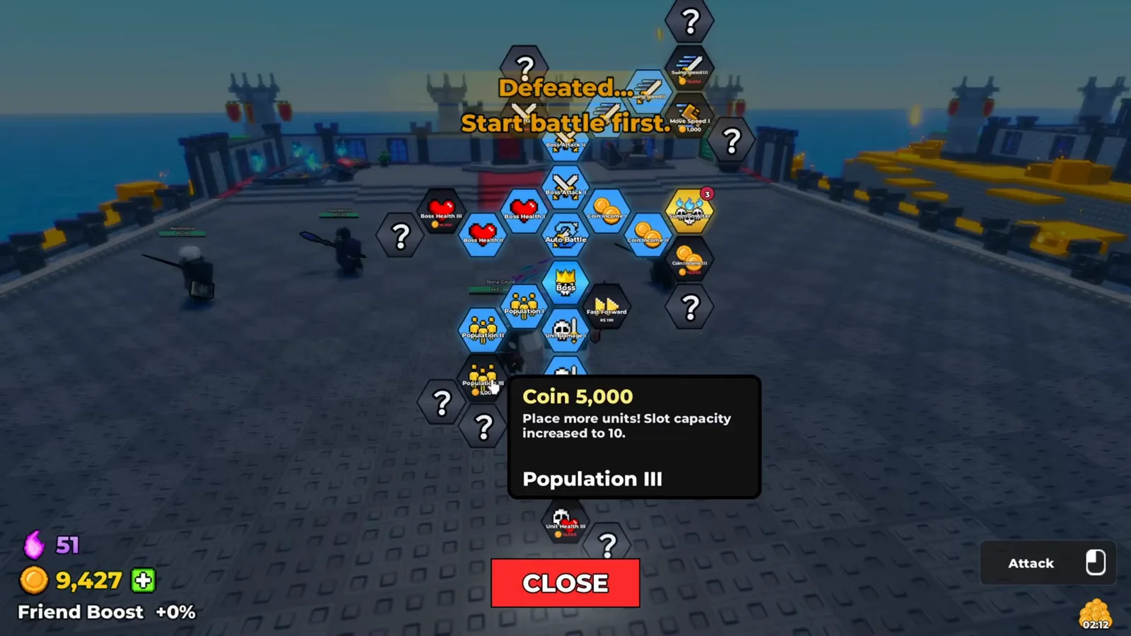 Be The Final Boss skill tree Population III tooltip stating that placing more units raises slot capacity to 10